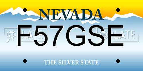 F57GSE Nevada License Plate