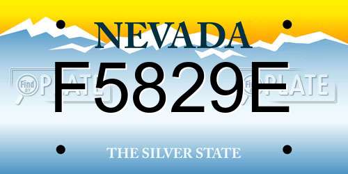 F5829E Nevada License Plate