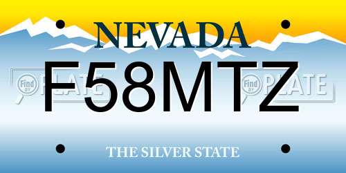 F58MTZ Nevada License Plate