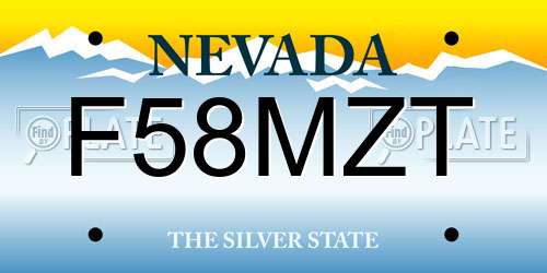 F58MZT Nevada License Plate