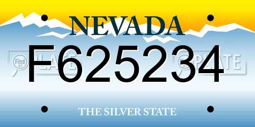 F625234 Nevada License Plate