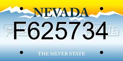 F625734 Nevada License Plate