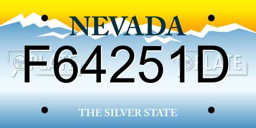 F64251D Nevada License Plate