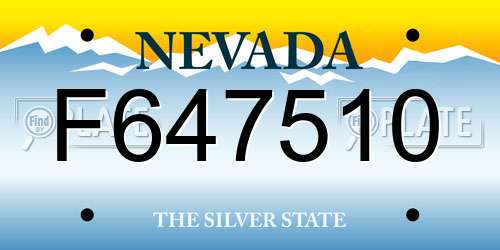 F647510 Nevada License Plate