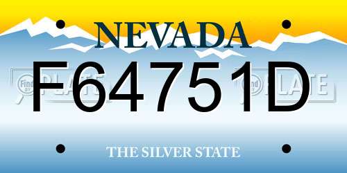 F64751D Nevada License Plate