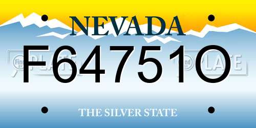 F64751O Nevada License Plate