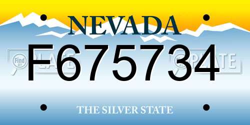 F675734 Nevada License Plate