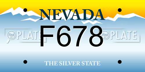 F678 Nevada License Plate