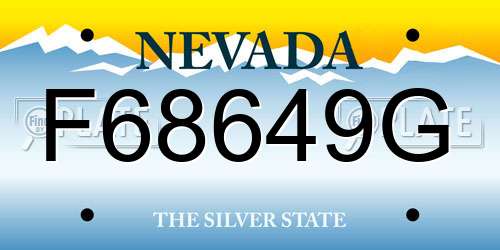 F68649G Nevada License Plate