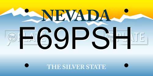 F69PSH Nevada License Plate