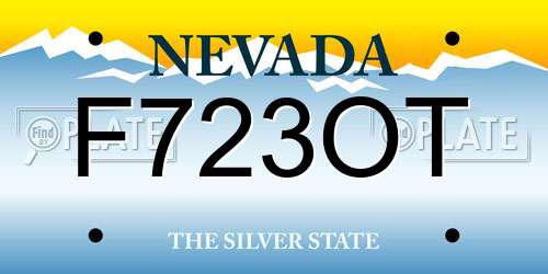 F723OT Nevada License Plate