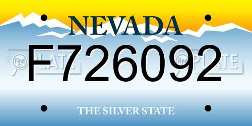 F726092 Nevada License Plate