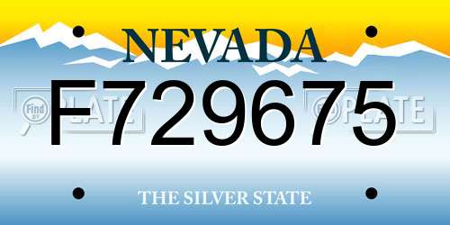 F729675 Nevada License Plate