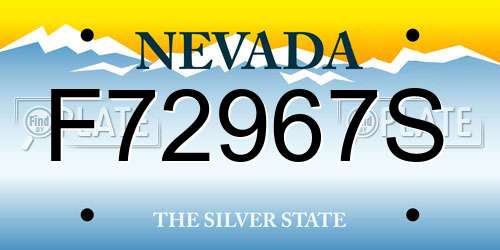 F72967S Nevada License Plate