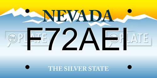 F72AEI Nevada License Plate