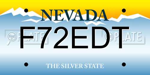 F72EDT Nevada License Plate