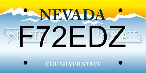 F72EDZ Nevada License Plate