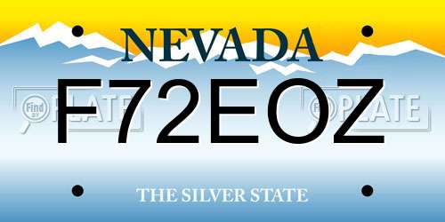 F72EOZ Nevada License Plate