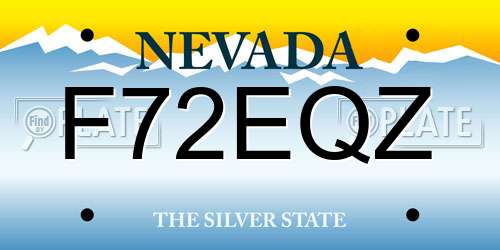 F72EQZ Nevada License Plate