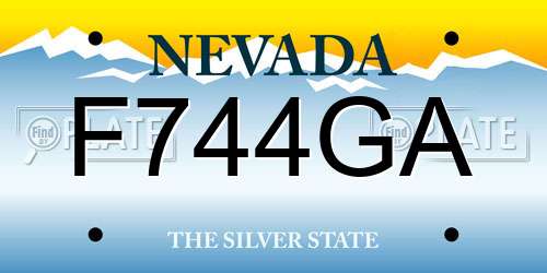 F744GA Nevada License Plate