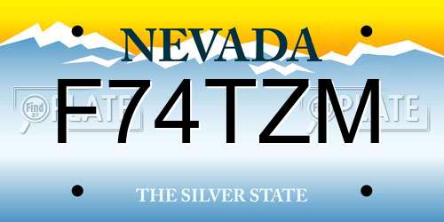 F74TZM Nevada License Plate