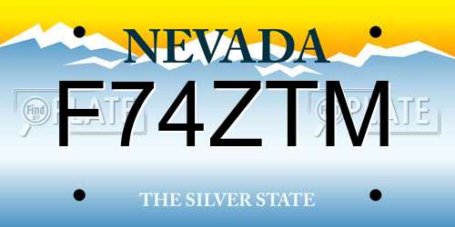 F74ZTM Nevada License Plate
