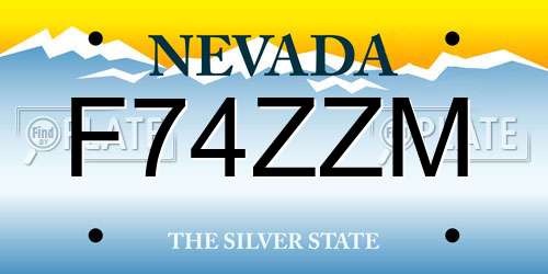 F74ZZM Nevada License Plate