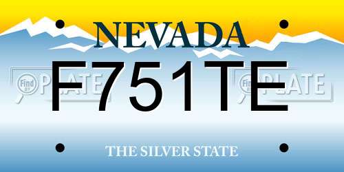 F751TE Nevada License Plate