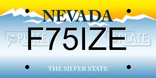 F75IZE Nevada License Plate