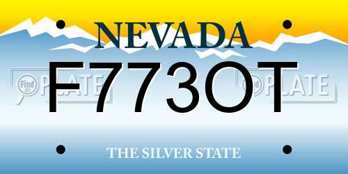F773OT Nevada License Plate