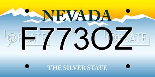F773OZ Nevada License Plate