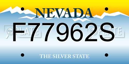 F77962S Nevada License Plate