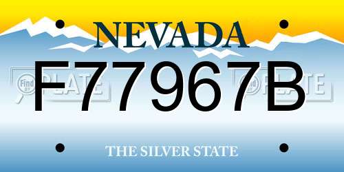 F77967B Nevada License Plate