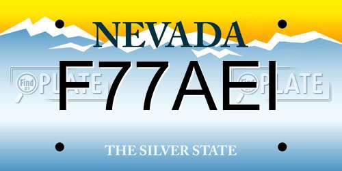 F77AEI Nevada License Plate