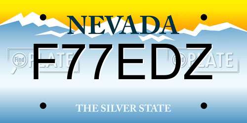 F77EDZ Nevada License Plate