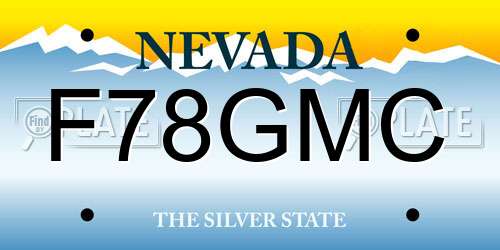 F78GMC Nevada License Plate
