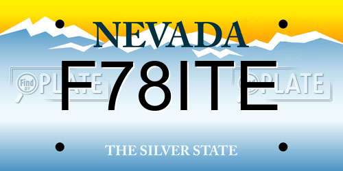 F78ITE Nevada License Plate