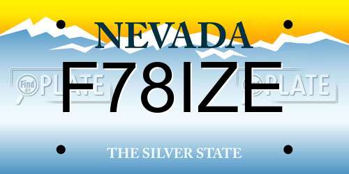 F78IZE Nevada License Plate