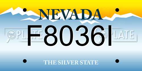 F8036I Nevada License Plate