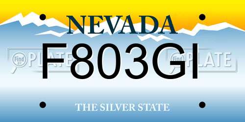 F803GI Nevada License Plate