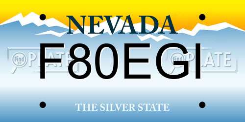 F80EGI Nevada License Plate