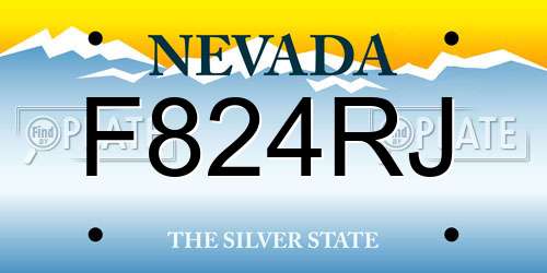 F824RJ Nevada License Plate