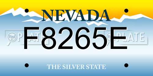 F8265E Nevada License Plate