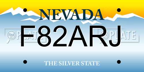 F82ARJ Nevada License Plate