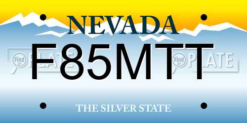 F85MTT Nevada License Plate