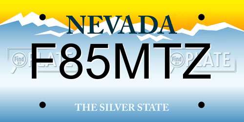 F85MTZ Nevada License Plate