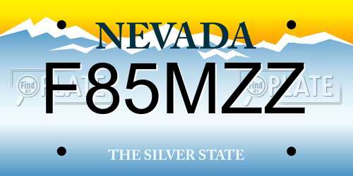 F85MZZ Nevada License Plate
