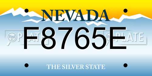 F8765E Nevada License Plate