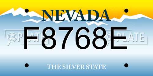 F8768E Nevada License Plate