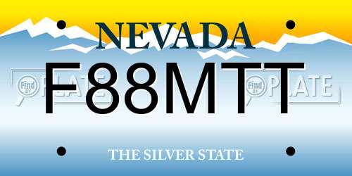F88MTT Nevada License Plate